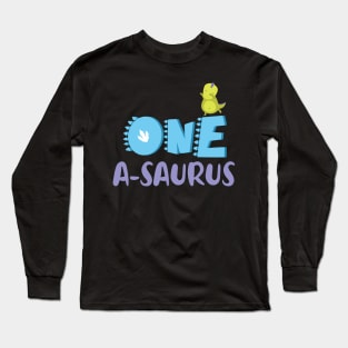 Family Dinosaur Matching 1st Birthday Tee One-A-Saurus Gift For Boys Kids toddlers Long Sleeve T-Shirt